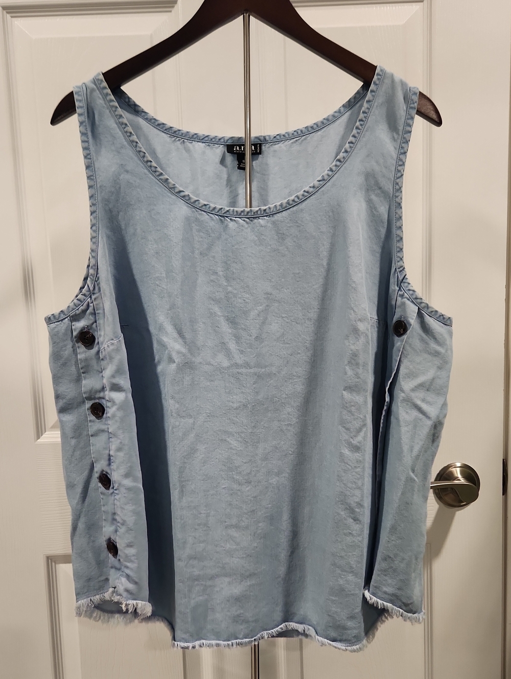 a.n.a Light Blue Button-Side Sleeveless Tank